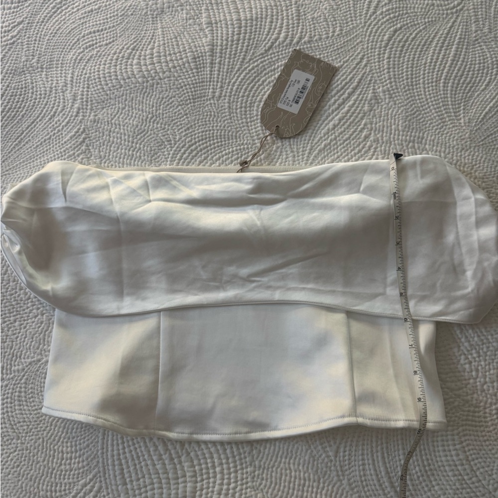 Meshki White Off-Shoulder Crop Top